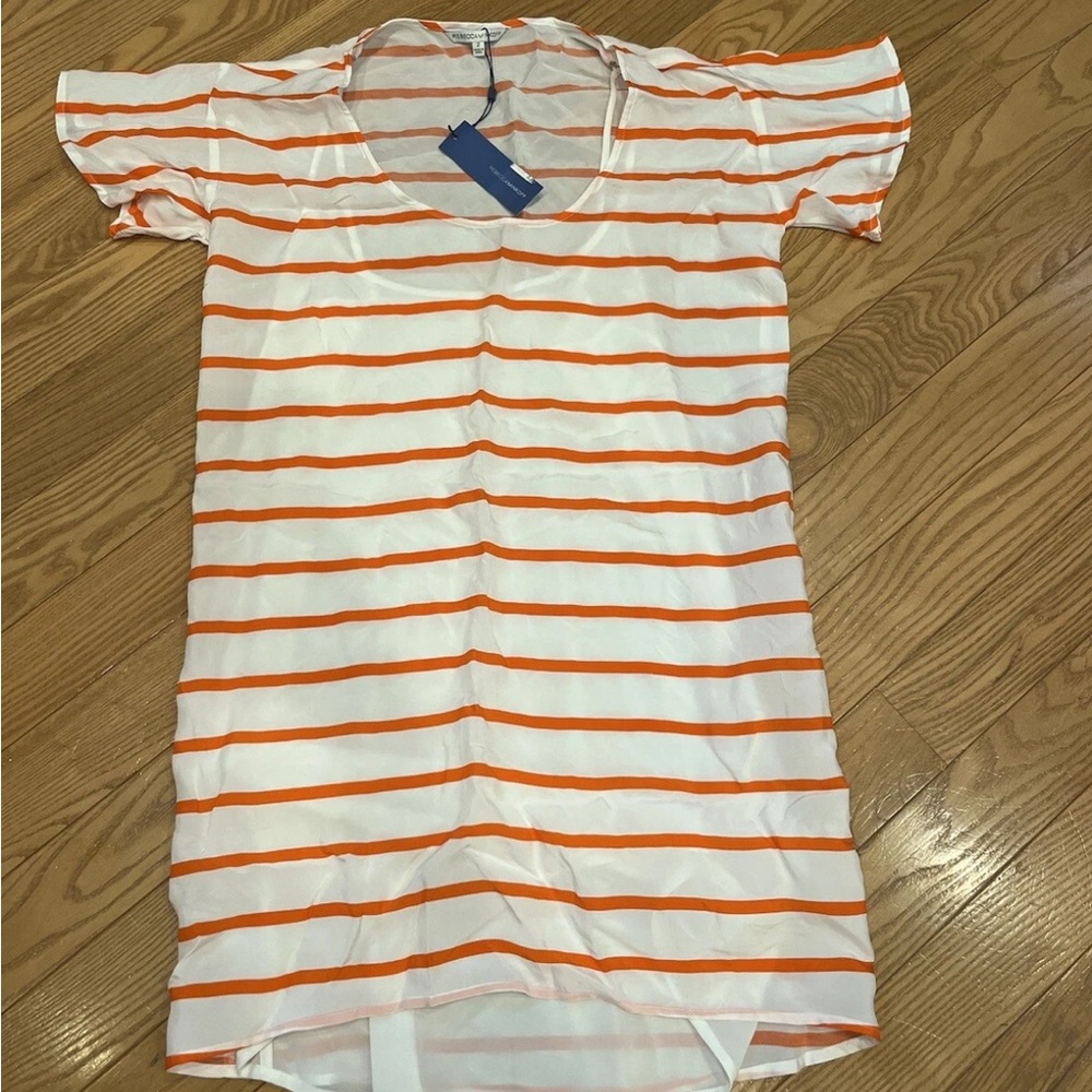 REBECCA MINKOFF Women's White & Persimmon Audrina Dress